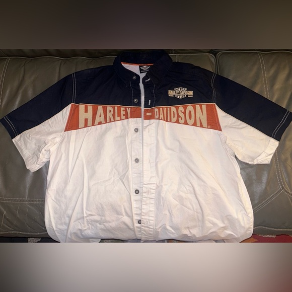 Harley Davidson Short Sleeve Button Down Embroidered Men’s Shirt•  Size Large - Picture 6 of 8
